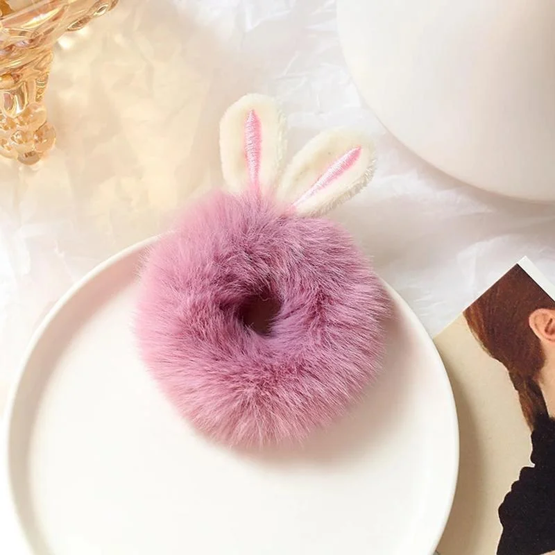 3PCS Cute Hair Ball Hair Rope Imitation Rabbit Fur Hair Circle Cute Head Rope Rubber Band Adult Head Flower Girl Headdress Hair Accessory Tunics Summer linen