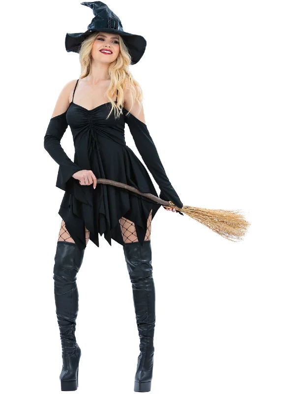 Witch Costume Adjustable Dress and Hat Boatneck Modish Everyday