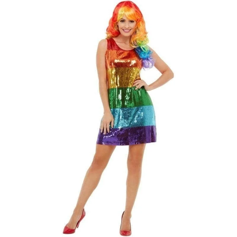 All That Glitters Pride Costume Adult Dress Rainbow Colours Tunics Sophisticated sleek