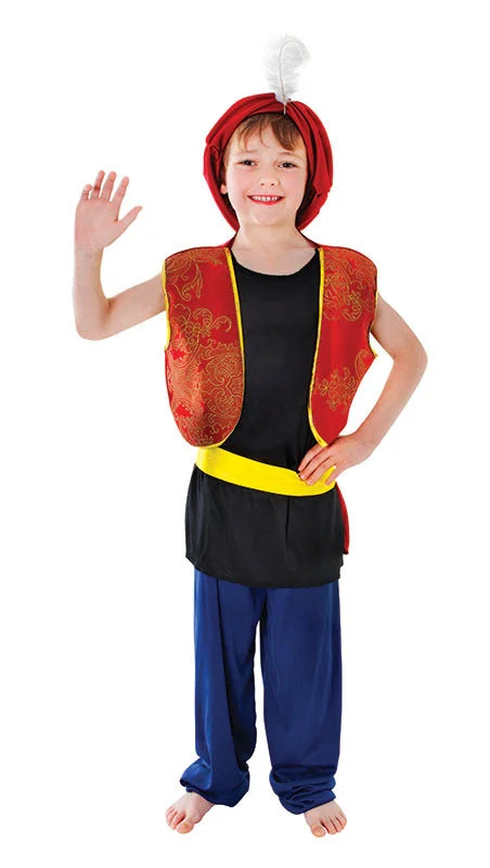 Boys Arabian World Book Day Aladdin Fancy Dress Costume with Hat Bodycon Club Sequined