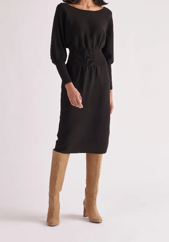 Balloon Sleeve Knitted Dress Turtleneck Warm Winter