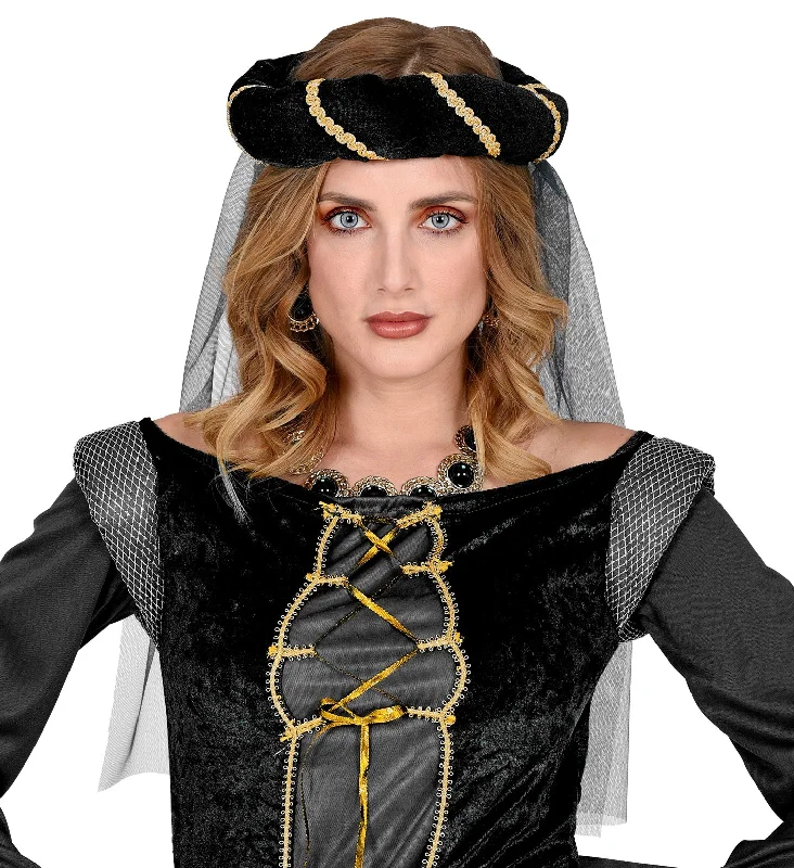 Black Medieval Headdress with Veil Tunics Modern contemporary