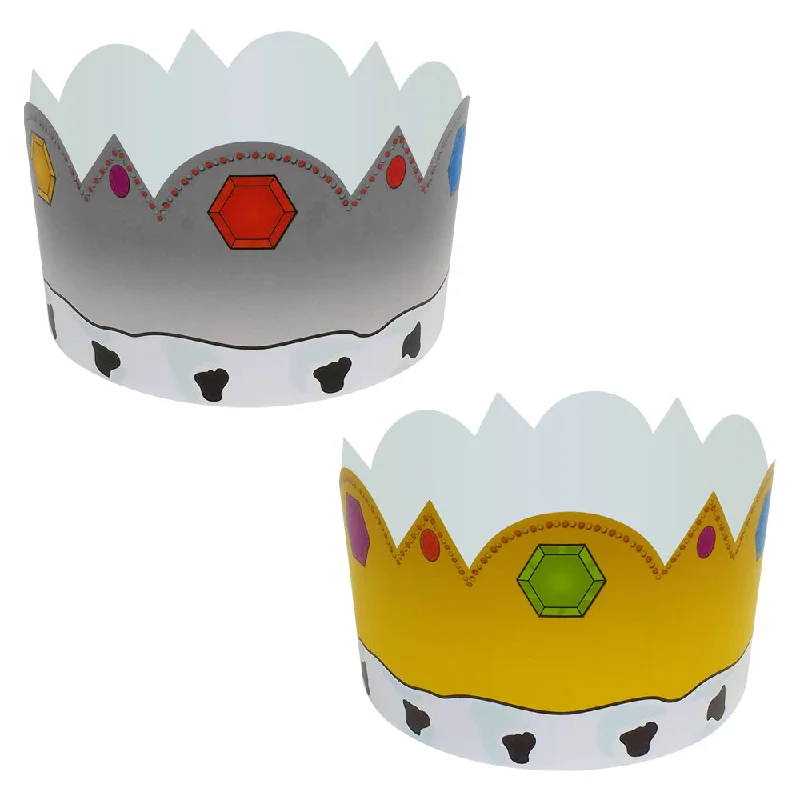 King & Queen Card Crowns Fancy Dress Hats - Gold & Silver - Each Tunics Ceremony elegant