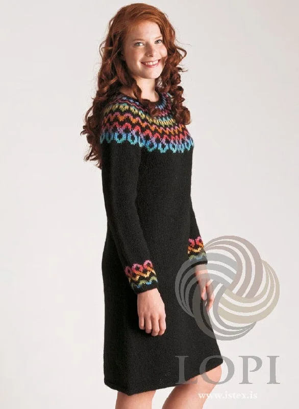 Chain Colorful Black sweater dress - Lettlopi Knitting Kit Tunics Bestseller popular