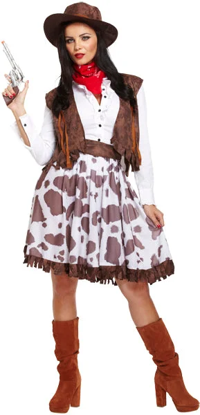 Ladies Cowgirl Fancy Dress Western Costume + Cowboy Hat Tunics Wedding white