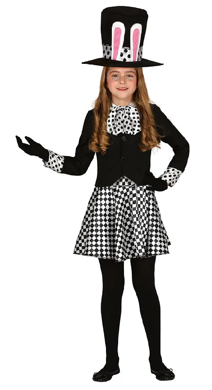 Girls Dark Wonderland Fairy Tale Crazy Hatter Fancy Dress Halloween Costume Tunics Modern contemporary