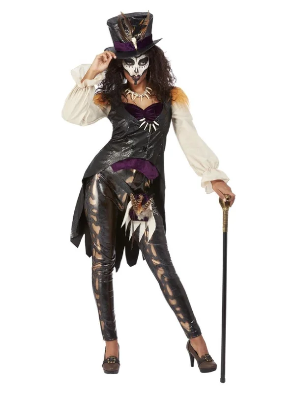 Ladies Voodoo Witch Doctor Halloween Fancy Dress Costume + Hat Tunics Luxurious high-end