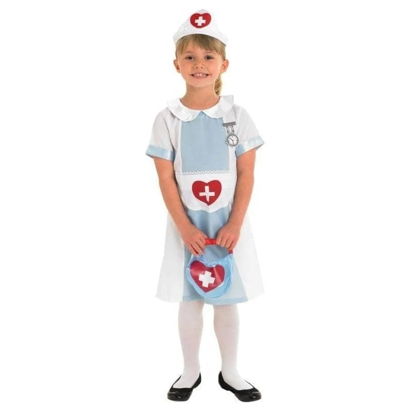 Girls Nurse Costume Dress Hat Bag Tunics Lace romantic