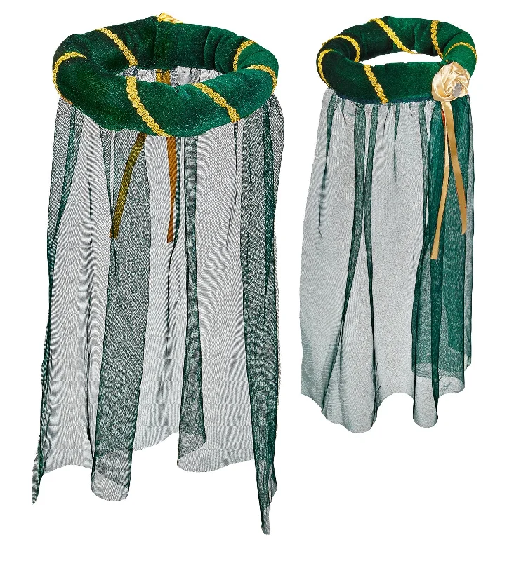 Green Medieval Headdress with Veil Tunics Ceremony elegant