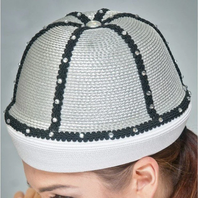 BW9017-White/Grey Fashion Dress Hat Tunics Solid Classic