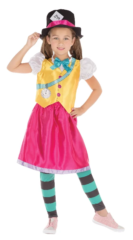 Girls Mad Hatter Wonderland Fairy Tale World Book Day Fancy Dress Costume Tunics Fleece cozy