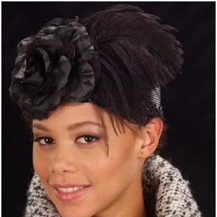 F3003-Pill Box Dress Hat With Ostrich Feather/Flower Tunics Bestseller popular