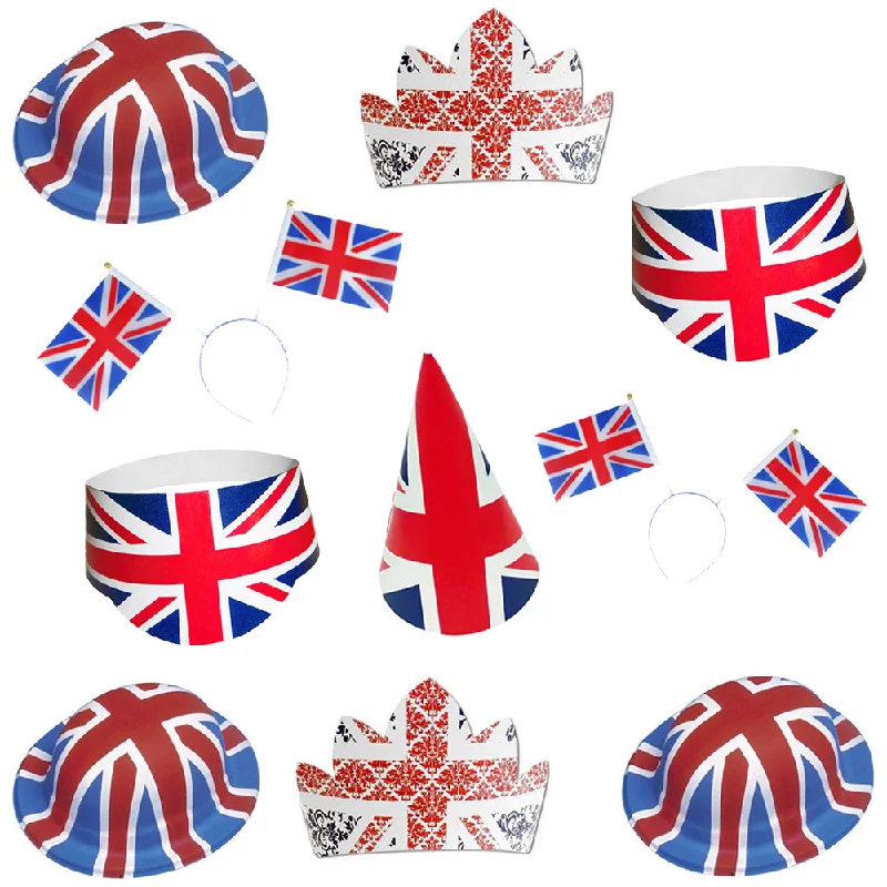 Union Jack British Patriotic Fancy Dress Hats - Pack of 10 Tunics New arrival