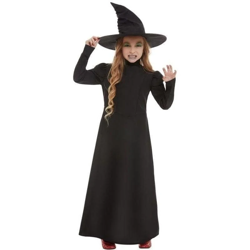 Wicked Witch Girl Costume Child Black Dress With Hat Tunics Trendy modern