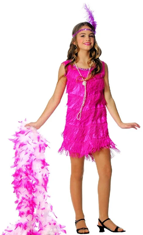 Bright Pink 1920s Girls Flapper Costume Dress Tunics Trendy modern