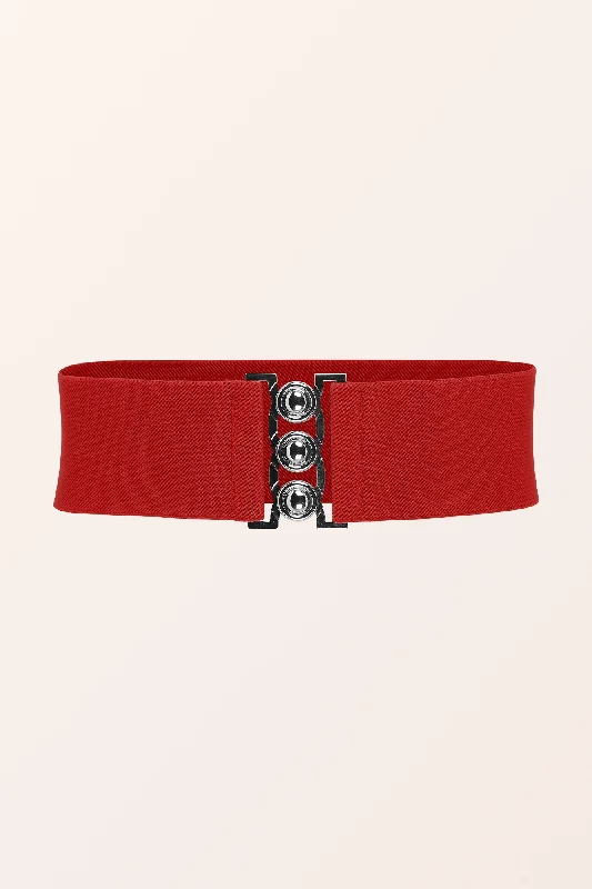 Classic Triple Eye-Hook Dress Belt - Red Tunics New arrival