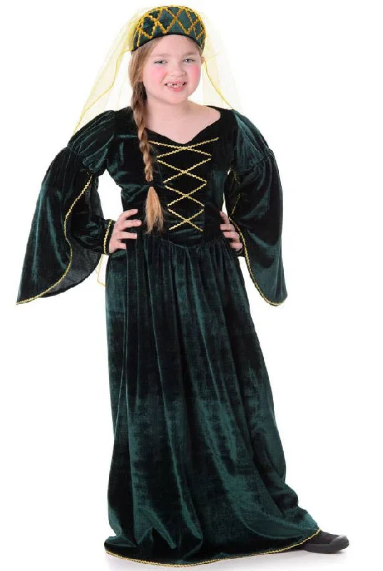 Tudor Queen Girls Fancy Dress Week Costume Elegant Long Evening