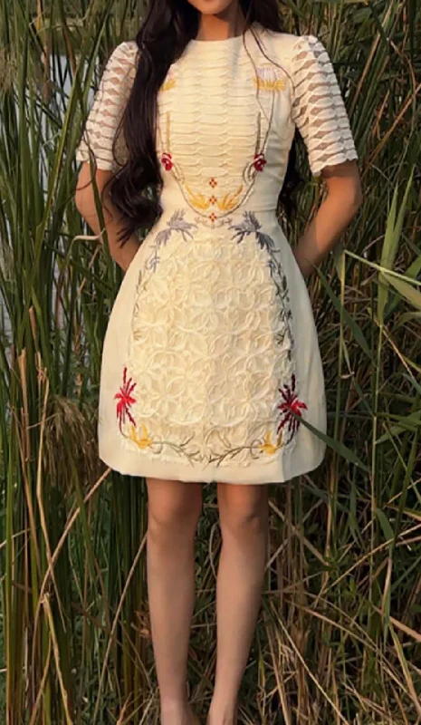 A-LINE SMOCKED MINI DRESSES IN WHITE Tunics Silk luxurious