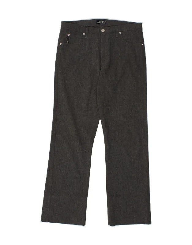 ARMANI Womens Straight Casual Trousers W30 L29 Grey Polyester Trousers fashionable trendy