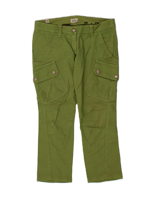 AVIREX Womens Straight Crop Cargo Trousers EU 38 Medium W32 L24 Green Trousers Essential Wardrobe