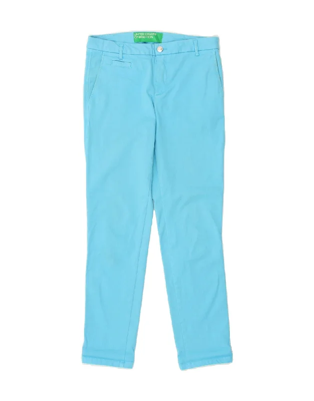 BENETTON Womens Slim Chino Trousers UK 10 Small W30 L29 Blue Cotton Trousers cozy soft