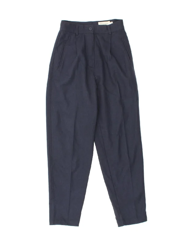 BENETTON Womens Tapered Chino Trousers IT 40 Small W24 L26 Navy Blue Trousers Office Stylish