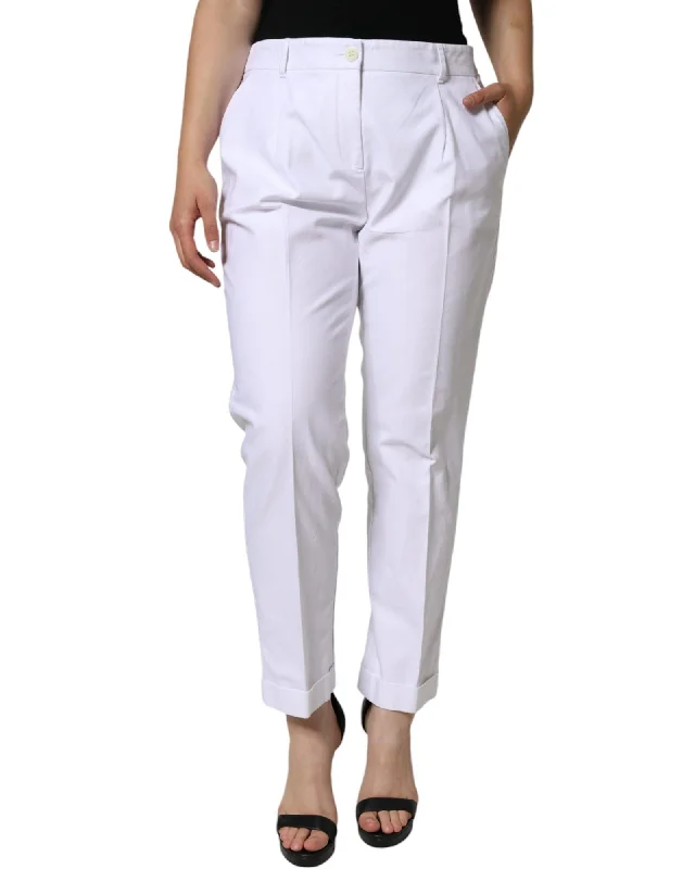 Dolce & Gabbana  Women's White Cotton Trousers Trousers Trousers Formal