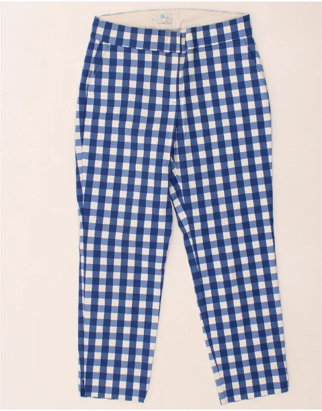 BODEN Womens Slim Chino Trousers UK 6 XS W25 L23  Blue Gingham Cotton Trousers Leisure Comfortable