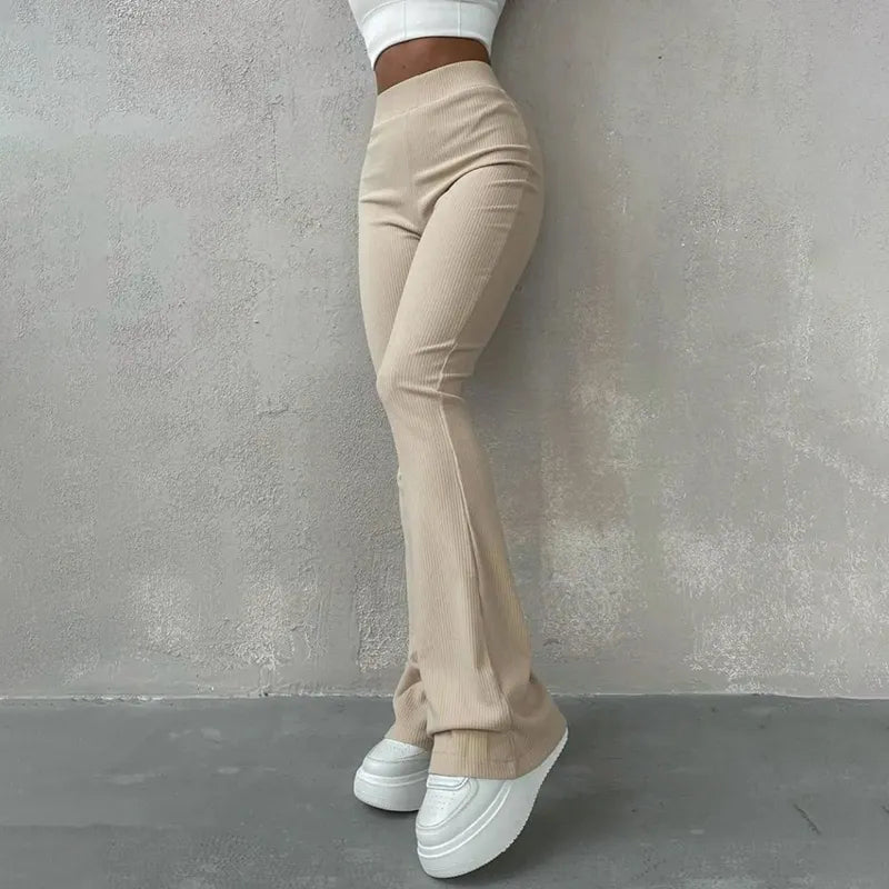 Autumn Solid High Waist Hip-Wrapping Elasticated Embossing Trousers Trousers Yoga Stretchy