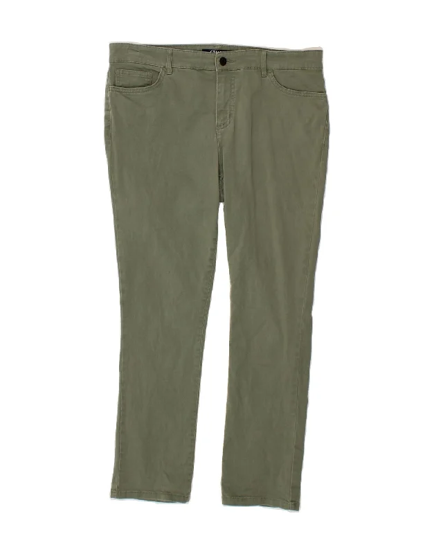 CHAPS Womens Petite Slim Casual Trousers US 10 Large W32 L27 Green Cotton Chinos Cotton Straight Leg