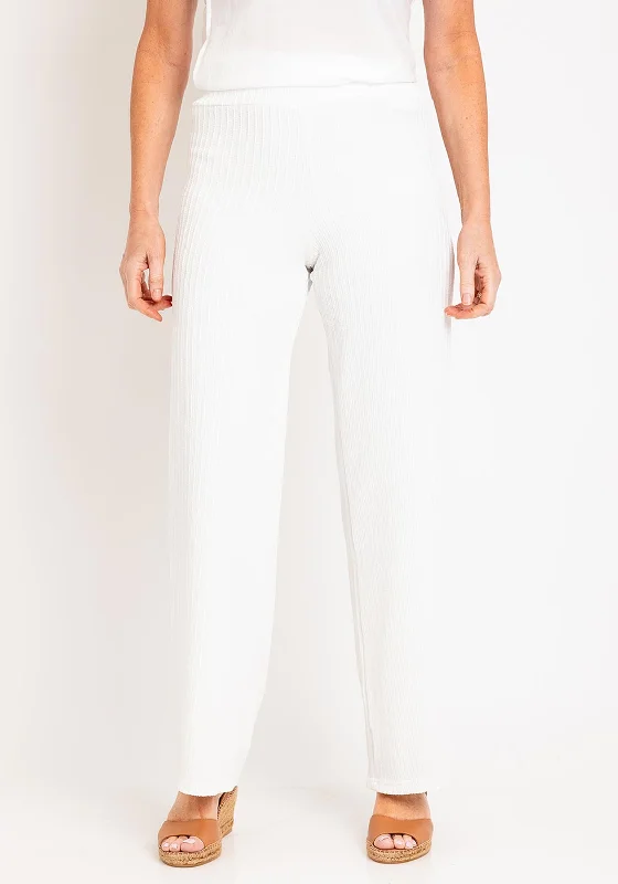 Serafina Collection Textured Wide Leg Trousers, White Trousers Leisure Comfortable