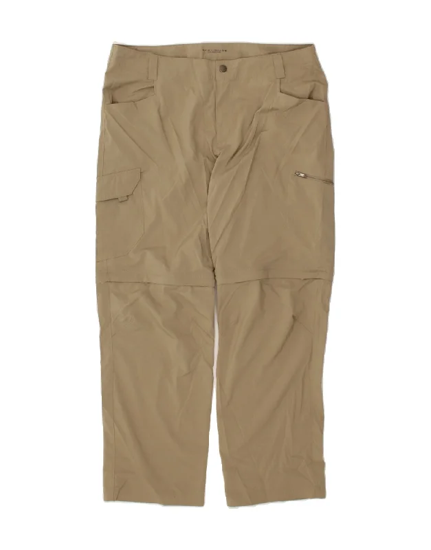 COLUMBIA Womens Omni-Shade Straight Hiking Cargo Trousers W38 L30 Beige Trousers Elastic Waist Soft