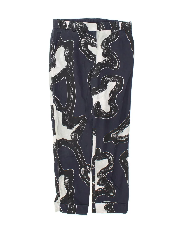 COS Womens Abstract Pattern Straight Chino Trousers W30 L27  Navy Blue Trousers sophisticated sleek