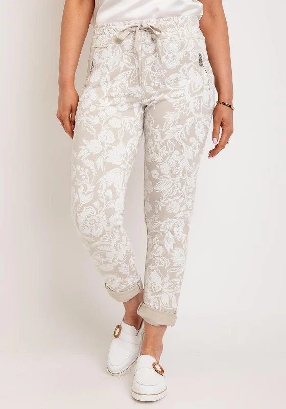 D.E.C.K By Decollage Floral Print Trousers, Beige Trousers luxurious high-end