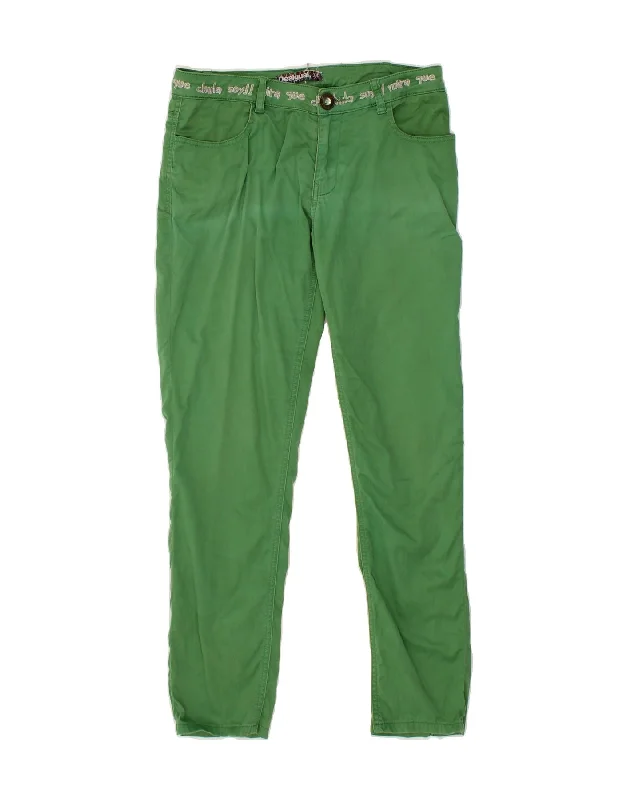 DESIGUAL Womens Slim Casual Trousers W34 L30 Green Trousers Hiking Durable