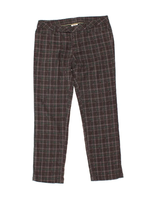 ELLESSE Womens Straight Suit Trousers IT 44 Medium W30 L27 Grey Check Trousers practical durable