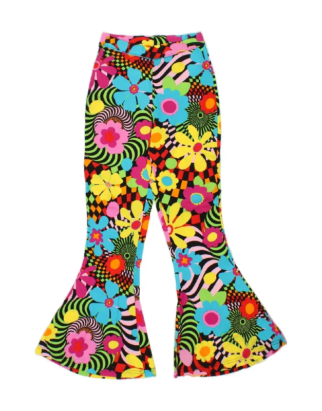 ENERGIE Womens Flare Casual Trousers W24 L27 Multicoloured Floral Cotton Trousers Exclusive Limited