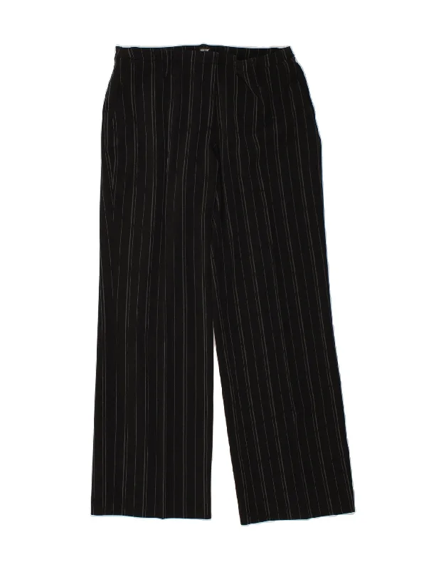 ESPRIT Womens Wide Leg Suit Trousers UK 18 XL W34 L32 Black Pinstripe Trousers Bootcut Casual