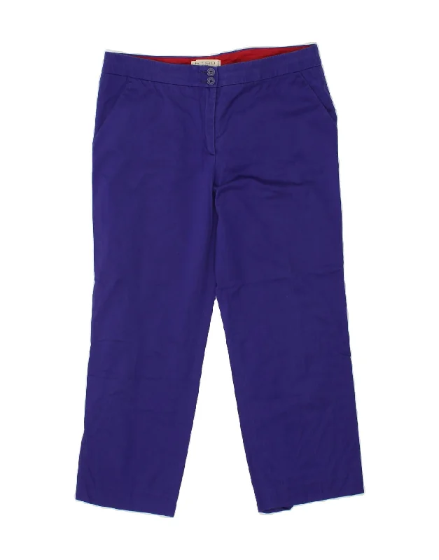 ETRO Womens Straight Chino Trousers IT 44 Medium W30 L25 Blue Cotton Trousers Occasion Special