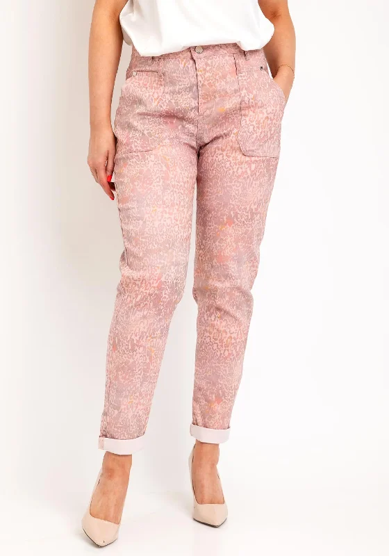 Eva Kayan Leopard Mom Fit Trousers, Pink Trousers chic elegant