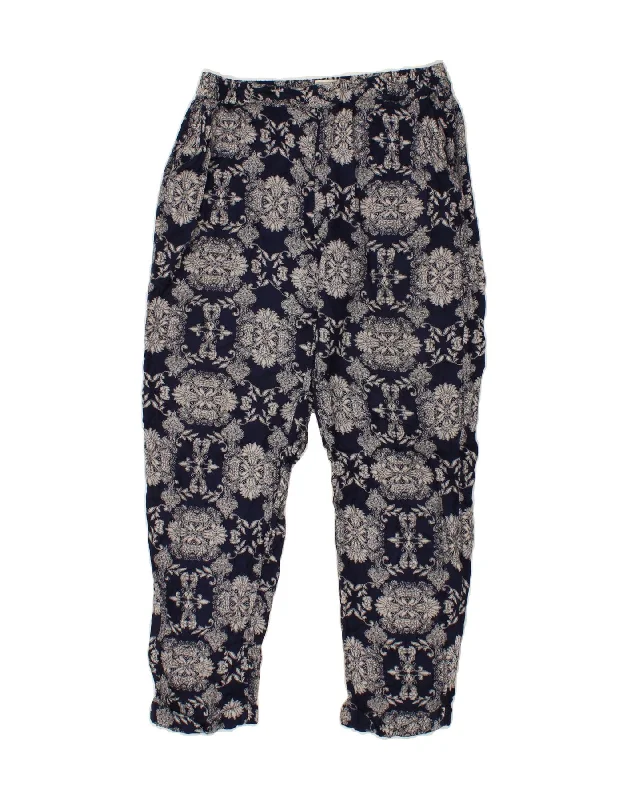 FAT FACE Womens Graphic Casual Trousers UK 10 Small W27 L27 Navy Blue Trousers Cargo Utility