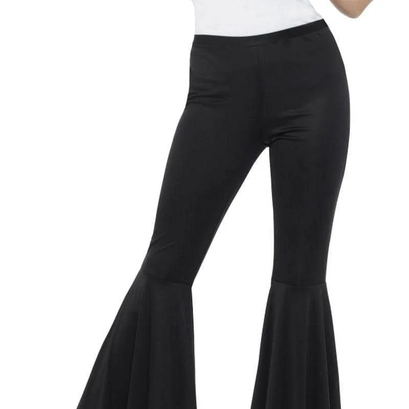 Flared Trousers Ladies Adult Black Trousers practical easy-care