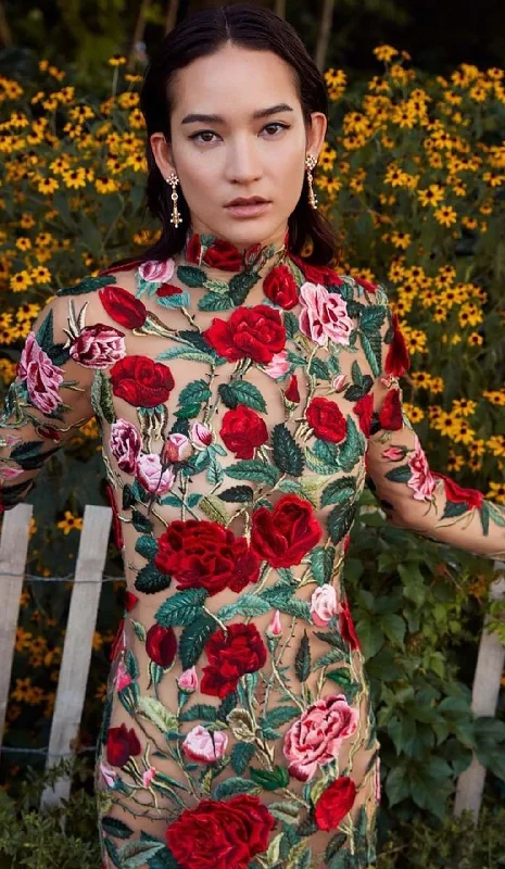 FLORAL EMBROIDERY HIGH MINI DRESS Tunics Modern contemporary