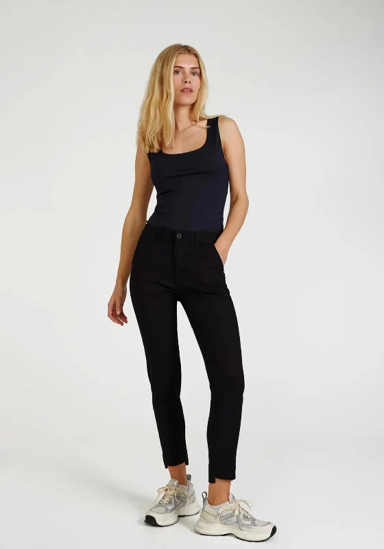 FREEQUENT Rex Slim Leg Ankle Length Trousers, Black Trousers sophisticated sleek