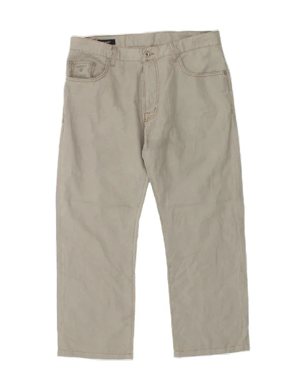 GANT Womens Tyler Regular Straight Casual Trousers W38 L27 Grey Cotton Trousers Evening Elegant