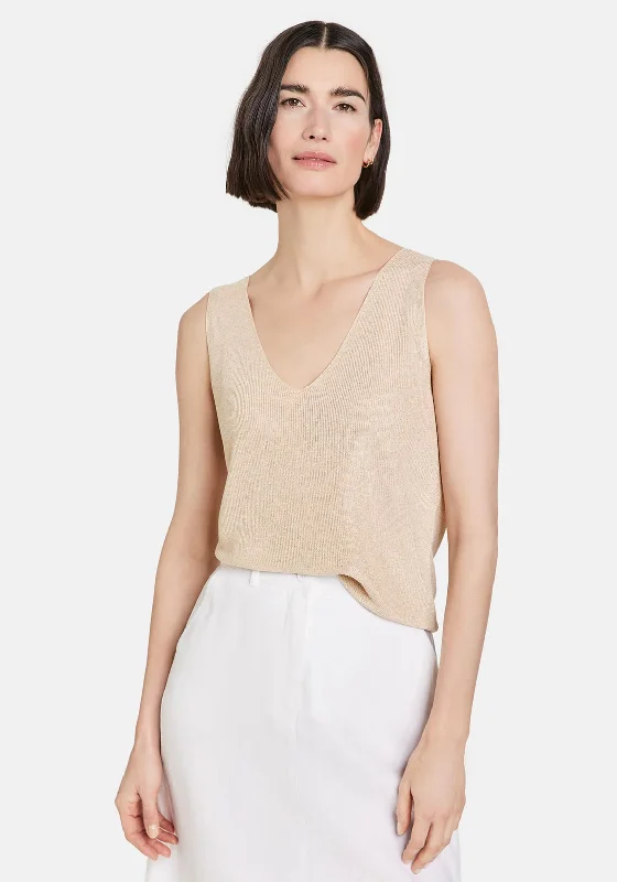 Gerry Weber Ribbed Knit Top, Beige Daily Wear Knit Tee