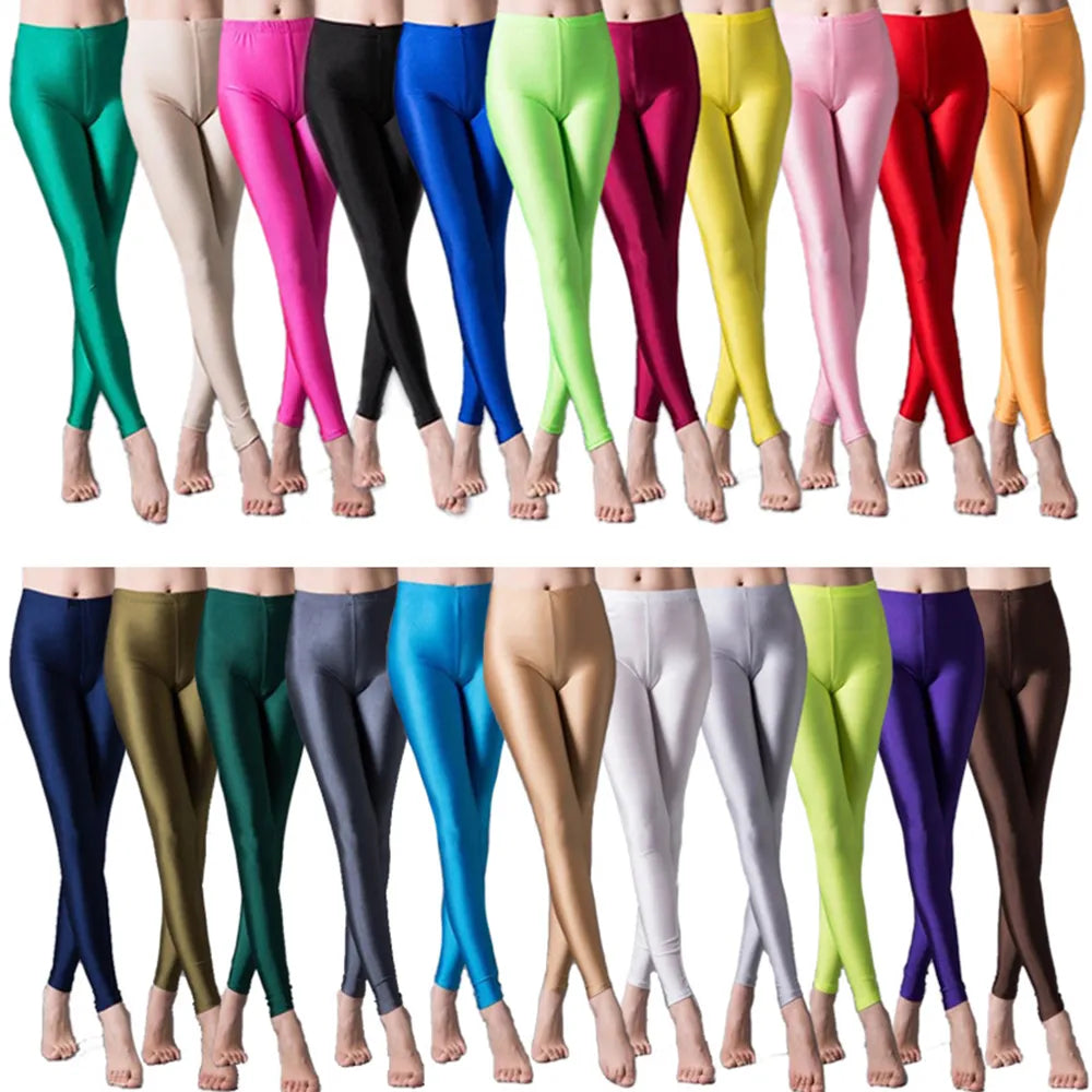 High Elastic Skinny Leggings Pencil Pants Slim Plus Size Trousers Shiny Yoga Pant Trousers sophisticated sleek