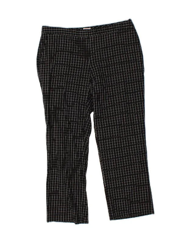 IZOD Womens Straight Chino Trousers US 16 2XL W38 L30 Black Check Cotton Trousers Winter Warm