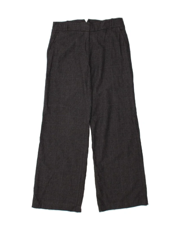 JIGSAW Womens Wide Leg Casual Trousers UK 12 Medium W32 L33 Grey Check Trousers Fall Fleece