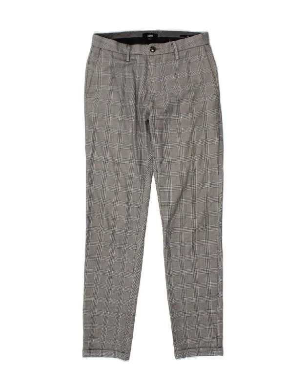 JULES Womens Slim Suit Trousers EU 36 Small W27 L30 Grey Check Polyester Trousers Palazzo Wide Leg